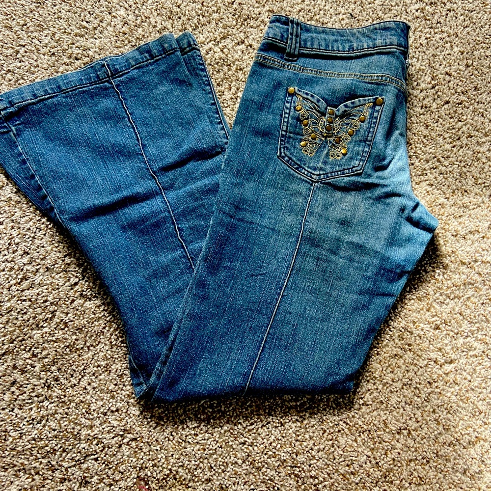 Low rise butterfly jeans with flare